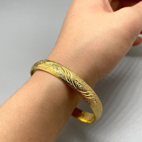 1Pcs Bangles Dubai Gold Color Bangles For women man African bridal Wedding Jewelry gifts bracelet jewelley