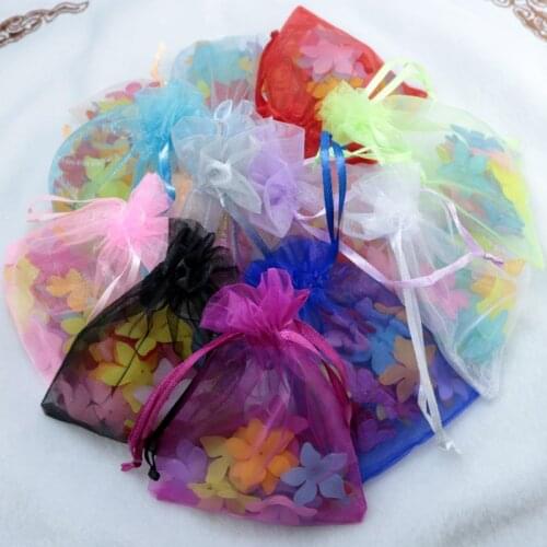 100pcs Organza Bags Mixed Color Jewelry Candy Gift Packing Pouches Wedding Party Decoration 5x7cm