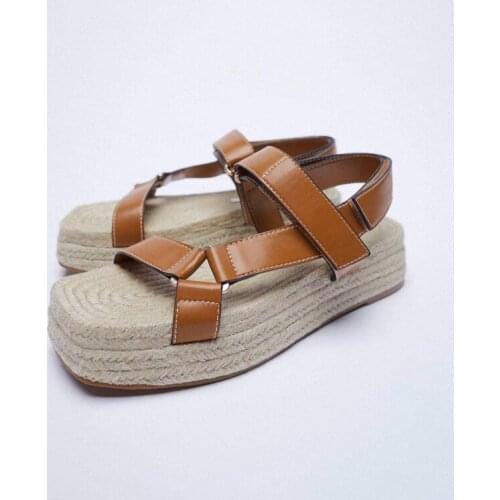 2021 Summer Platform Sandals Buckle Hemp Thick-soled Straw Fisherman Shoes Casual Flats Gladiator Sandalias Brown Shoe Slippers
