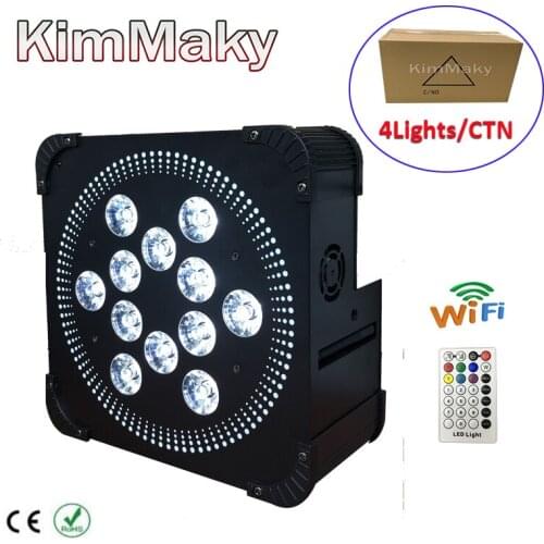 4PCS/CTN WIFI IR 12x18W RGBAW-UV 6in1 Flat LED Par light led battery power wireless DMX512 par light