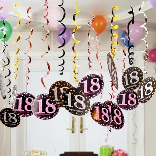 6Pcs/Set Birthday Decorations Widely Applied Tassels Spiral Strip Hanging Swirl Round Card Birthday Decor Birthday Party Decor