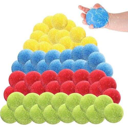 60Pcs Plush Water Balls Toys Swimming Pool Balls Reusable Splash Water Balls Trampoline Toys Water Ball Outdoor Beach Hair Balls