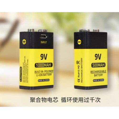 9v usb rechargeable battery lithium 6f22 9V li-ion batteries for multimeter Smoke alarm metal detector etc batteries 4.8