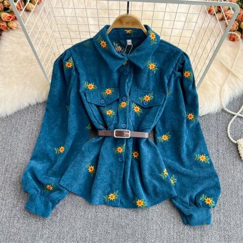 ALYBVGVHV Women's Shirts With Embroidery