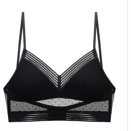 Backless Strapless Bra Sexy Lace Thin Dots Mesh Lingerie Brassiere Low Back Underwear Women Clothing