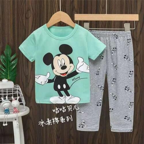 Kids Disney Cartoon Boys Pajamas sets Mickey Cotton Clothes Baby Summer Short sleeve trousers Pyjamas Girls Snow White sleepwear