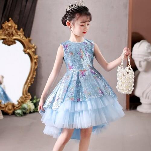 Little Girls Banquet Pageant Sequin Tutu Kids Dress Toddler Girls High Low Prom Sparkle Girls Princess Ball Gown Evening Party
