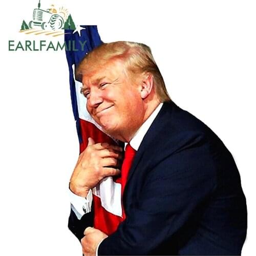 EARLFAMILY 13cm x 10.3cm for Trump Cartoon Car Stickers Windows Decal Sunscreen Car Accessories Personality For JDM SUV RV