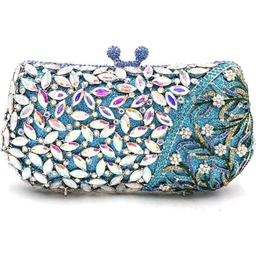 Elegant women evening party good quality diamonds luxury clutches elegant African crystal purses Bridal wedding party purses