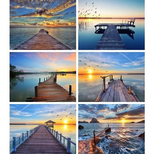 Evershine 5D Diamond Painting Bridge Embroidery Sunset Scenery Cross Stitch Mosaic Full Layout Rhinestone Pictures Home Decor