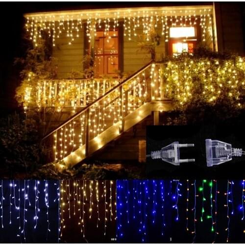 Christmas Lights Led Window Curtain Icicle String Lights Droop 0.4/0.5/0.6m Garland Street Party Garden Decorations for Home