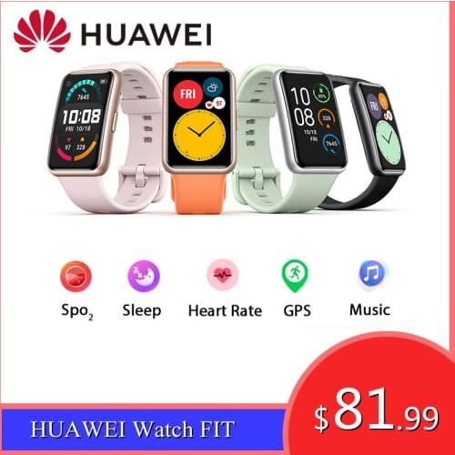 Global Version HUAWEI Watch FIT Smart Watch GT 1.64'' AMOLED 24-Hour Heart Rate Monitor 10 Days Battery Life GPS Watch F