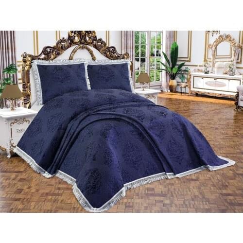 Phoenix Cotton Single Bed Cover Navy Blue