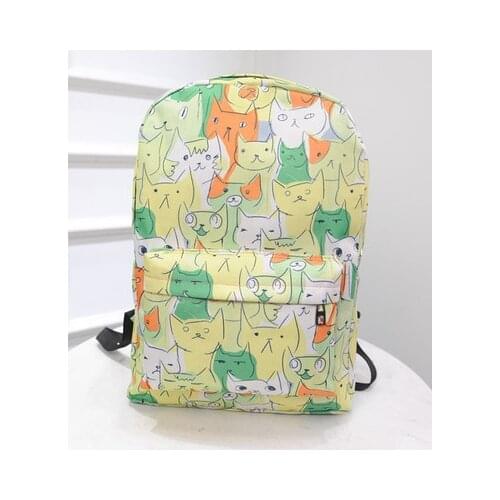 Cute Cat Canvas Backpack Women Rucksack College Preppy Style School bags for Teenagers Girls Large Capacity printing backpack