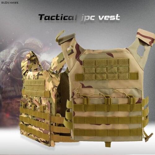 JPC Mens Professional Hunting and Equipment Camouflage Armor Tactical Army Vest Plate Carrier Airsoft Paintball Wargame