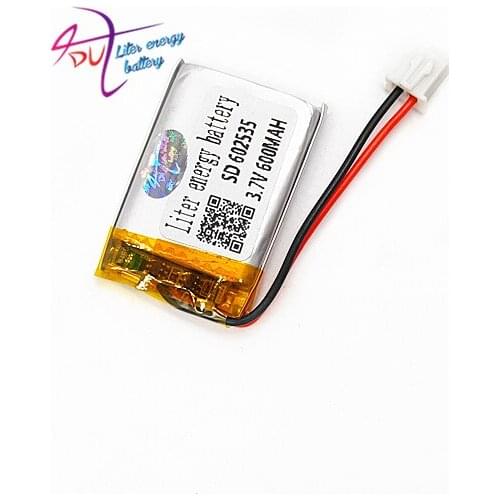 JST 2.54mm 2 pin 602535 3.7V 600MAH Lithium Polymer Li-Po Rechargeable Handheld GPS Navigator Battery Mp3 GPS bluetooth
