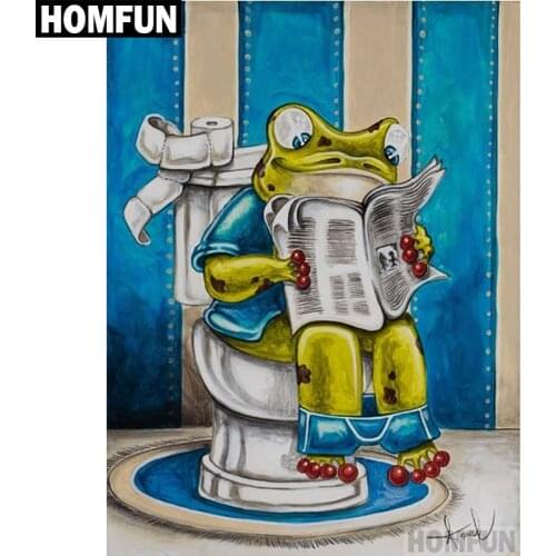 HOMFUN Full Diamond "Frog toilet" DIY 5D Diamond Painting Cross Stitch Home Decor Picture Of Rhinestone Handmade A00604