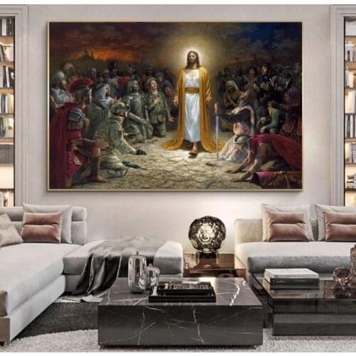 Jesus As King of Kings Canvas Paintings Savior Portrait Posters and Prints Pictures Wall Art Pictures for Living Room Home Decor
