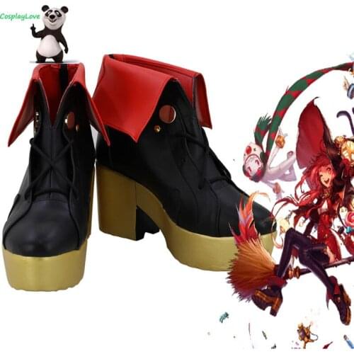 CosplayLove DNF Dungeon & Fighter Magician Ginnywiz Black Cosplay Shoes Long Boots Leather Hand Custom Made