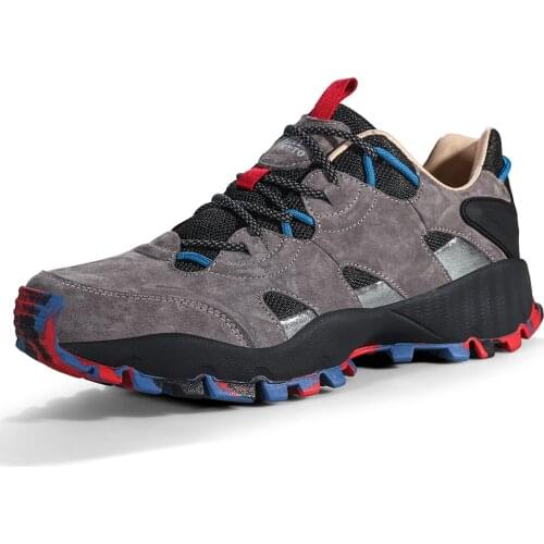 HUMTTO Genuine Leather Hiking Shoes Breathable Athletic Outdoor Climbing Shoes Men Women Trekking Tourism Mens Sneakers Big Size