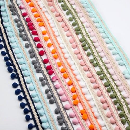 Lace Pompones 1.2cm Pompom Polyester Lace Ribbon DIY Craft Handmade Sewing on Cloth Wedding Decoration Accessory 1yards