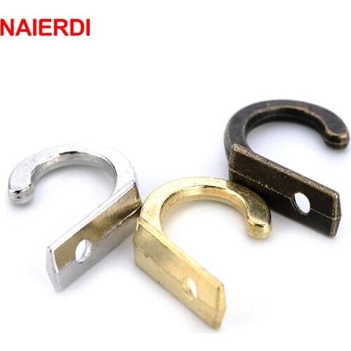 NAIERDI 30PCS Small Antique Hooks Wall Hanger Curved Buckle Horn Lock Clasp Hook For Wooden Jewelry Box Furniture Hardware
