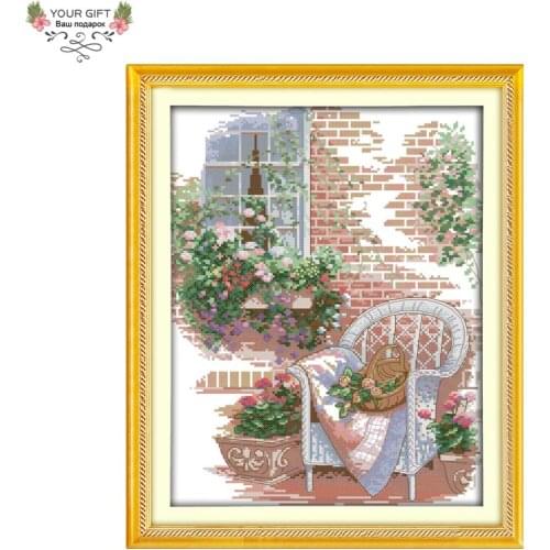 Your Gift F943 14CT 11CT Counted Stamped Home Decor Outside The House Needlework Needlepoint Embroidery DIY Cross Stitch kits