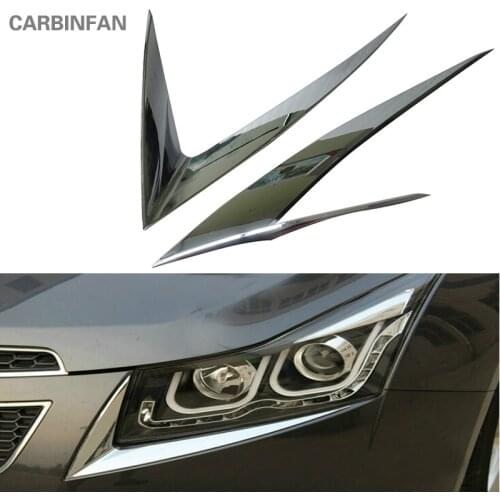 2PCs/Set ABS Chrome Headlight Trim Sticker Front Lamp Eyebrow Cover Trim Decoration Strip Stickers for Chevrolet Cruze C343