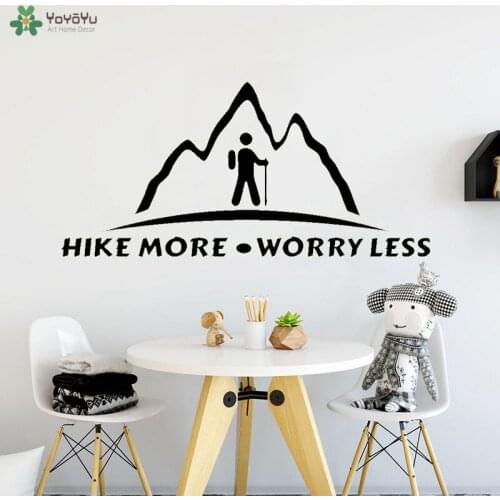 YOYOYU Wall Decal Hike More Worry Less Quote Wall Sticker For Livingroom Creative Window Art Home Decor Removable Mountain CT615