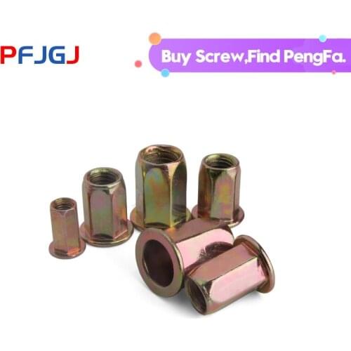 Peng Fa Colored flat head full hexagonal pull riveting nut hexagonal pull riveting nut pull riveting nut M4M5M6M8M10