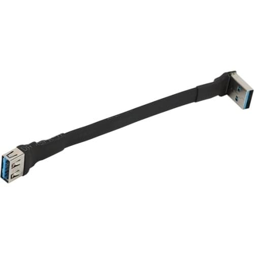 USB 3.0 Cable Flat USB Extension Cable Male to Female Data Cable Right Angle 90 Degree USB3.0 Extender Cord, 30cm