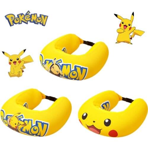 Pokemon Pikachu Cartoon Car Headrest Adult Neck Pillow Portable Creative Ice Silk U-shaped Pillow Office Nap Cute Pillow Gift
