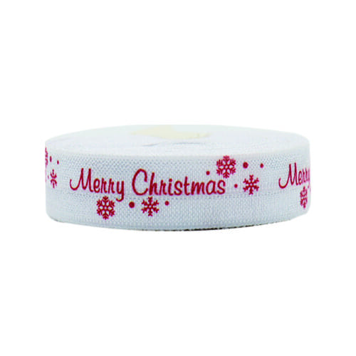 5/8 inch 100yards FOE Printed with "Merry Christmas", Super quality Fold Over Elastic for Christmas, Hair Ties Hair Accessory