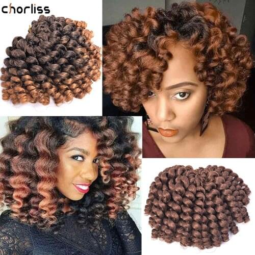 Synthetic Crochet Hair 8 inches Jumpy Wand Curl Jamaican Bounce Synthetic Braiding Hair Crochet Hair Extension for Women