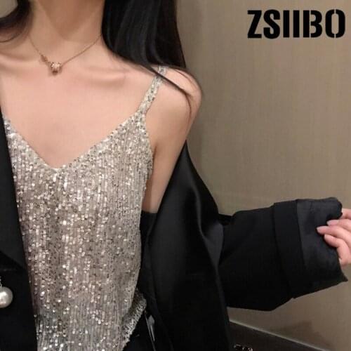2019 summer Bling Bling Sequins Details Tops Festival Rave Clothing Summer Sexy Backless Rave V-Neck Beach Tops