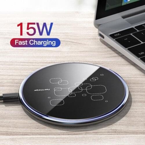 15W Round Ultrathin Mobile Phone Wireless Fast Charger Pad for iPhone XS Max XR Suit For Travel Business Trips Parties Gifts