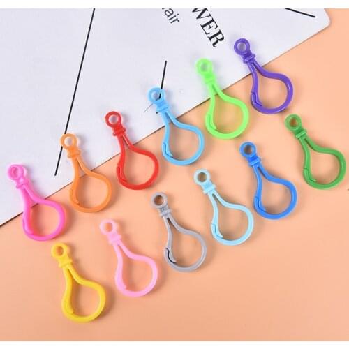 Plastic Bulb Shape Lobster Trigger Clasps Bag Purse Key Ring Hook Finding Keychain Jewelry Making Buckle Multicolor 10pcs 20*50