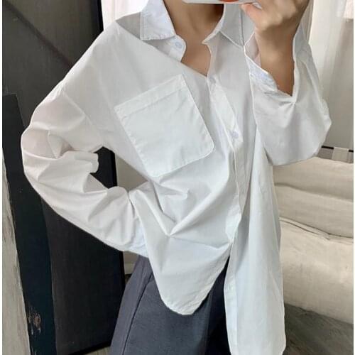 Ladies Button Lapel Shirt Single-breasted Tops Blouse