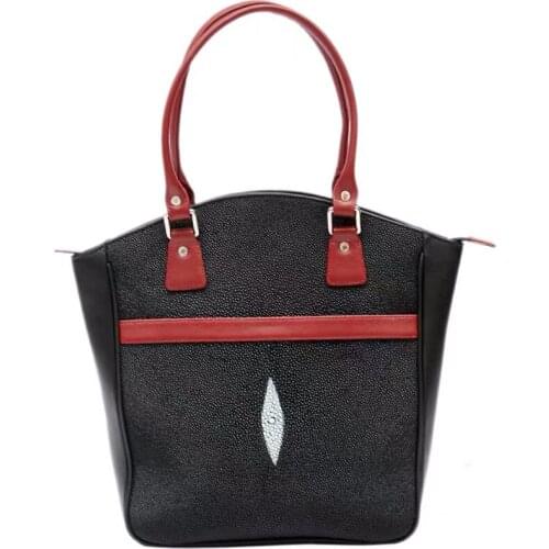 Thailand Authentic Real Stingray Skin Womens Bucket Totes Genuine Leather Female Single Shoulder Bag Lady Top-handle Handbag