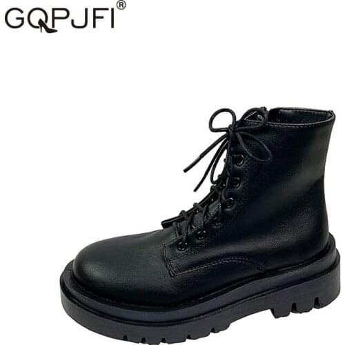 Women Shoes Boots Spring Autumn British Microfiber Thick Bottom Non-slip Short Boots Fashion Lace up Side Zipper Motorcycle Boot