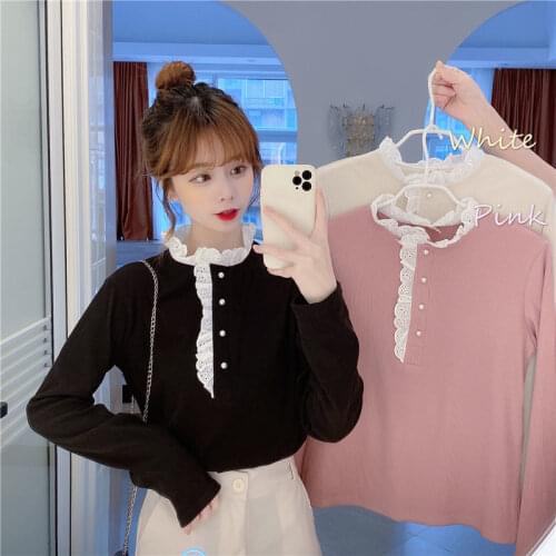 Woman Sweaters Autumn Winter Lace Stringy Selvedge Stand-up Collar Slim Fit Sweater Top Knitted Womens Western Style