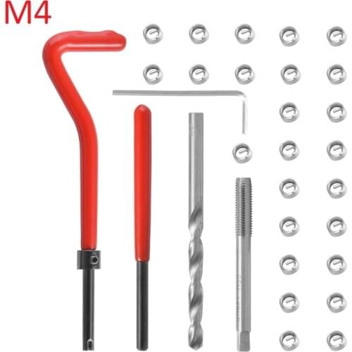 30PCS Car Engine Block Restoring Damaged Thread Repair Tool Kit M4 for Helicoil Car Repair Tools Coarse Crowbar