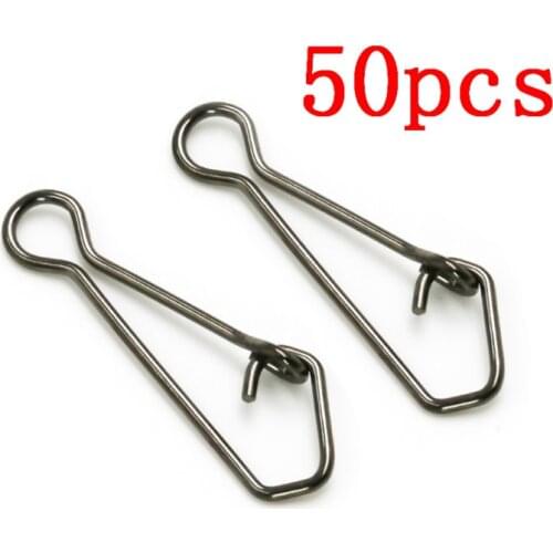 50pcs 0/3/4/5/6# Stainless Steel Fishing Hooked Snaps Fishing Hook Line Connector Sea Ocean Swivel Rolling Snap Fishing Tool