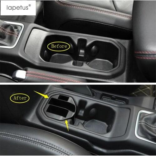 Lapetus Accessories Fit For Jeep Wrangler JL 2018 2019 2020 ABS Front Water Cup Holder Storage Container Multifunction Box Cover