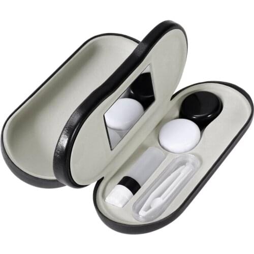 Contact Lens Case - 2 in 1 Portable Glasses Case - Leak Proof Design - Tweezers and Applicator Included - Perfect for Home Trave
