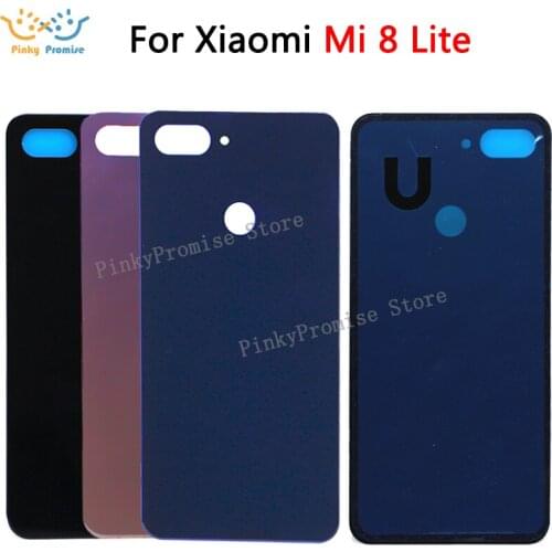For Xiaomi mi 8 Lite Tempered Glass Case Back Battery Cover Rear Door Housing Cover Replacement Part For Xiaomi mi8 Lite