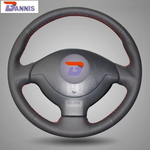 BANNIS Black Artificial Leather DIY Hand-stitched Steering Wheel Cover for Suzuki Jimny Car Special