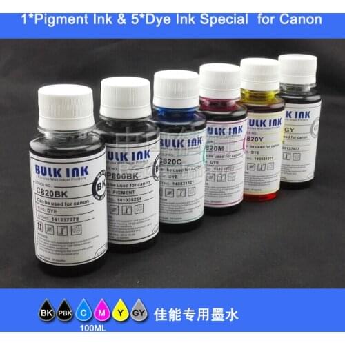 INK WAY 1 bottled pigment ink plus 5 bottled refill dye ink for Canon Series
