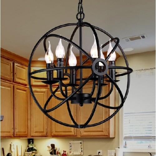 Black vintage industrial pendant light nordic retro lights iron lampshade loft edison lamp metal cage dining room Countryside