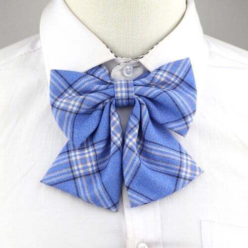 Hot Women Girls Silk Cotton Bowties Fashion Cute College Style Striped Plaid Ladies School Girl Student Uniform Butterfly Knot